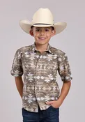 Boy's Short Sleeve Western Shirt Horizontal Aztec Print