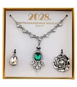 3-In-1 Bridal Octagon Crystal Interchangeable Necklace Set 16" + 3" Extender