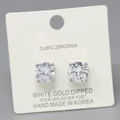 10 MM Cubic Zirconia Basket Setting Stud Earrings