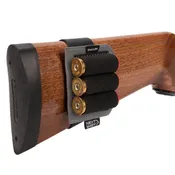 Allen Next Shot Shotgun Shell Carrier - 3 Shell Buttstock Holder for 12, 16, 20 Gauge, Silicone Band, Black/Gray