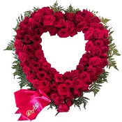 Elegant Premium Red Rose Sympathy Heart Wreath