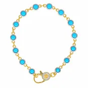 7" Turquoise Bezel Charm Bar Bracelet