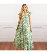 2pc Flutter Sleeve Set - Green Deco Palm