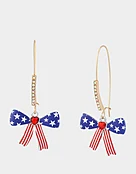 AMERICANA BOW SHEPHERD HOOK EARRINGS BLUE