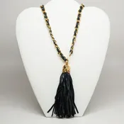 Chanel Leather Tassel Necklace