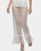 Net Swim Cover-Up Pants w/ Fringe