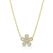 14K Gold Baguette Flower Necklace