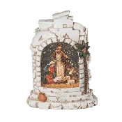 10" Confetti Lites Lighted Swirl Holy Family Building