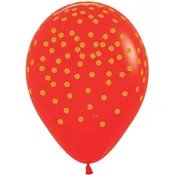 11" Gold Confetti Around Red Latex Balloons (50ct)