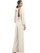 Bridal Jumpsuit with Bishop Sleeves & Tie Back