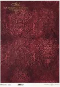 Maroon Damask Background Decoupage Rice Paper R0943L - Vintage Floral Pattern, Scrapbook Paper, DIY Craft Supplies