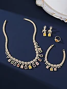 Multi-Color Cubic Zirconia Tassel Jewelry Set