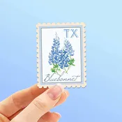 Texas State Flower Bluebonnets Sticker - Vintage Stamp Decal