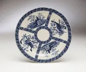 10" Round Plate, Bird Design, Blue & White