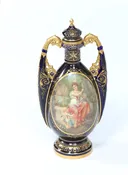 19th Century Royal Vienna Cobalt Blue Porcelain Lidded Urn with Gilt Gold Details — LA MAISON SUPREME