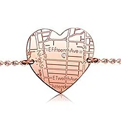 14k Rose Gold Heart Map Bracelet