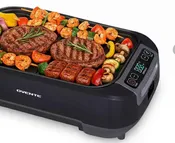 1500W Electric Portable Smokeless Indoor Grill with Two Removable Non-Stick and Dishwasher Safe Plates
