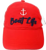 Boat Life Red Adjustable Mesh Hat