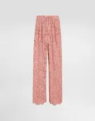 Ausgestellte Hose aus floraler Kordelspitze mit DG-Logo