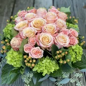 Rose Pave` in Square Vase