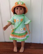18" Doll Flower Power T-Shirt Dress, Hat and Purse Crochet Pattern