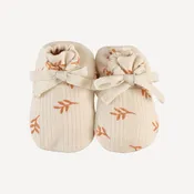 tie booties | butterum leaf | organic cotton multi rib
