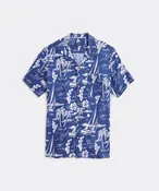 Anguilla Scenic Linen Blend Short-Sleeve Cabana Shirt