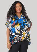 Butterfly Print Hi Low Blouse