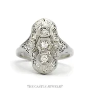 0.25ctw Old European-Cut Diamond Shield Ring in 10k White Gold
