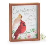 Cardinal Shelf Sitter With Angel Message Sign