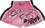 POWER GIRL MUAY THAI SHORTS IN SATIN Kickboxing Martial Arts Gym Fight MMA boxing