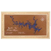 Bull Shoals Lake, Arkansas and Missouri Stained Wood and Distressed White Frame Lake Map Silhouette