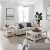 3 Piece Table Set (Rectangular Cocktail Table & 2 End Tables) - Weathered White
