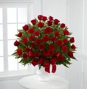 All Red Rose Funeral Basket