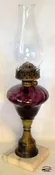 1860-70's Amethyst Swirl Mold Blown Oil Lamp
