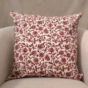 Block Printed Rose Garden Pillow India (20x20)