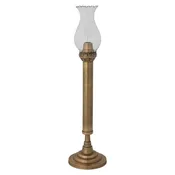 Brass Vintage Reproduction Spring Loaded Taper Holder with Glass Hurricane