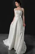 All-Over Lace A-Line Wedding Dress with Detachable Belt