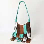 American Darling Leather Hobo Bag with Braided Strap Fringe Accents Full-Grain Leather Construction Spacious Interior & Secure YKK Zipper