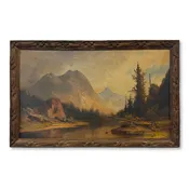 Mountain River Landscape Oil on Canvas by George Frederick Bensell, ca. 1860