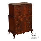 1940’s Flame Mahogany Carved Tall Chest