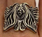 925 Sterling Silver Fairy Moth Deco Goddess Ring