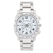 Gino Franco Mens White Dial Round 45mm Stainless Steel Chronograph Stopwatch