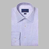 David Donahue Dress Shirt-Trim Fit-Blue/Berry Mini Check