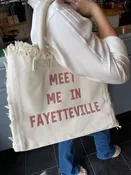 Meet Me In Fayetteville Fringe Canvas Tote - Cream