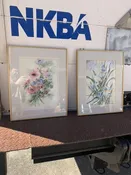 Vintage Floral Themed Water Color Paintings in Nice Frames by K. Zaumsiel.