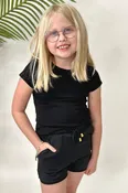 After Dark Black Drawstring Everyday Shorts (Kids)