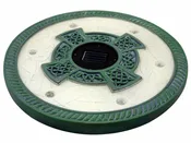 Set of 3 Solar Power 6 LED Round Limestone Green Stepping Stones 33959/3