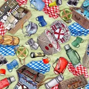 Michael Miller Girls Gone Camping Girls Made Lunch Sage DCX12756-SAGE-D 100% Cotton Fabric 44/45" wide