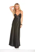Charmeuse Scalloped Lace Gown Robe, Black